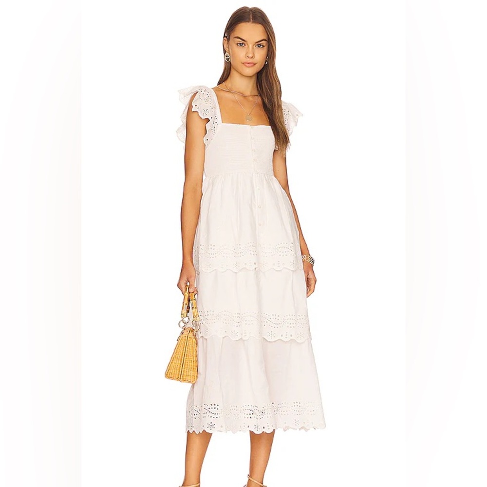 Cleobella White Eyelet Midi Dress